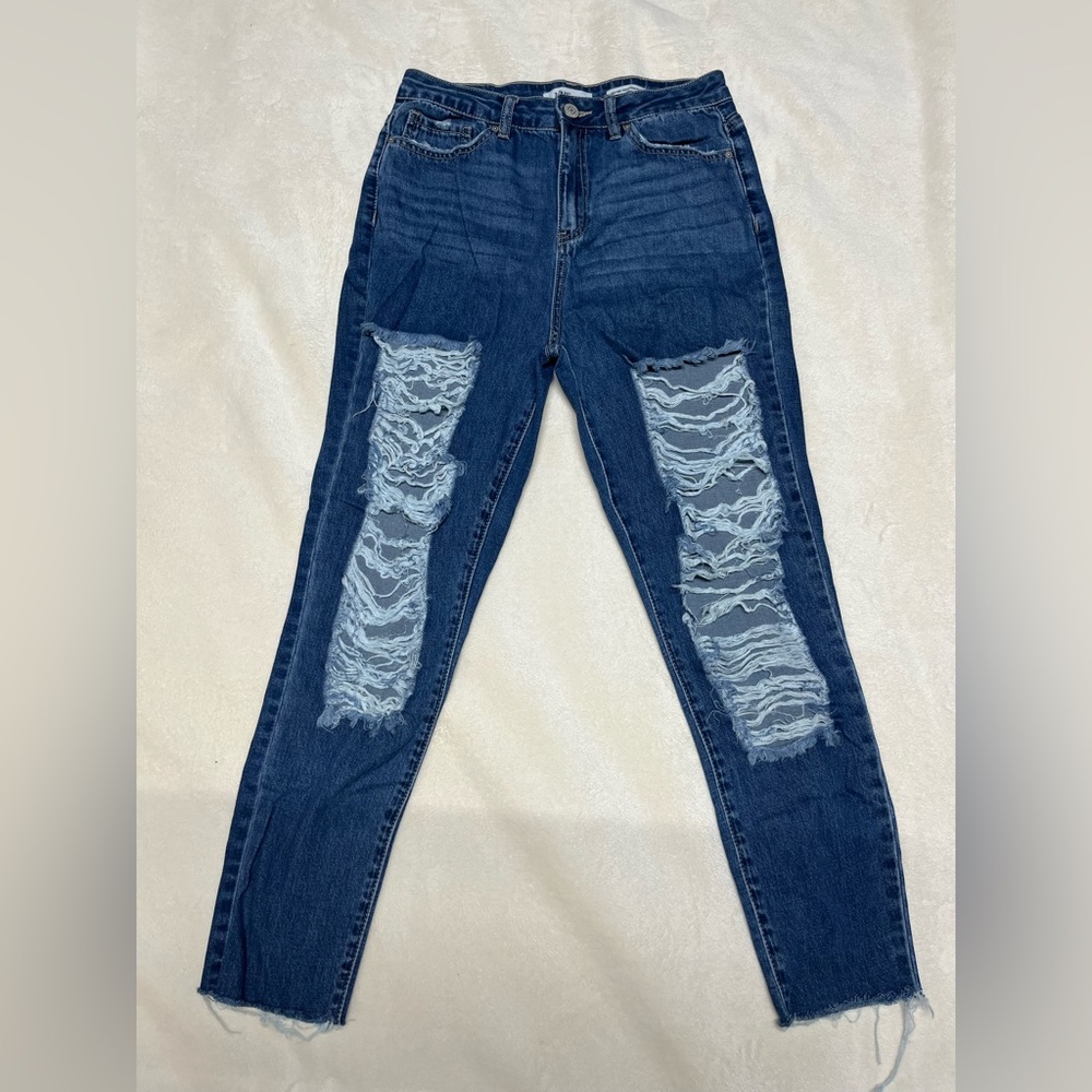 YMI Dark Blue Distressed Skinny Jeans